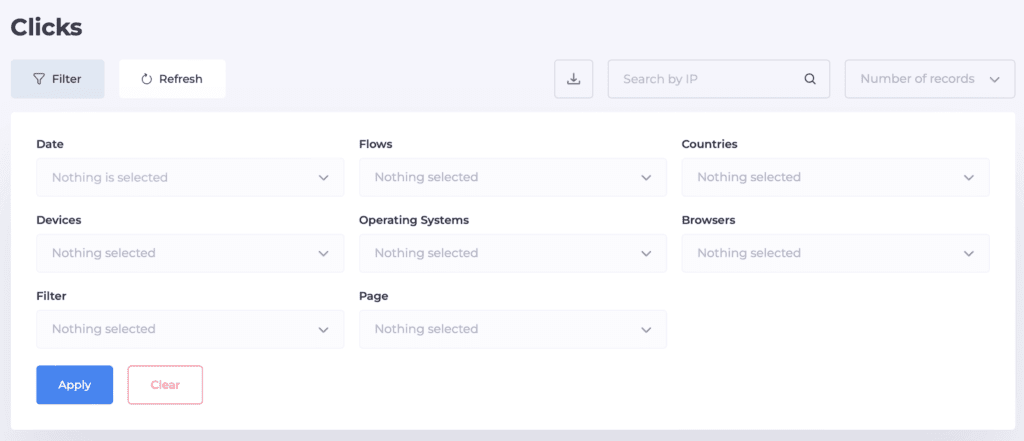 Statistics on accepted clicks