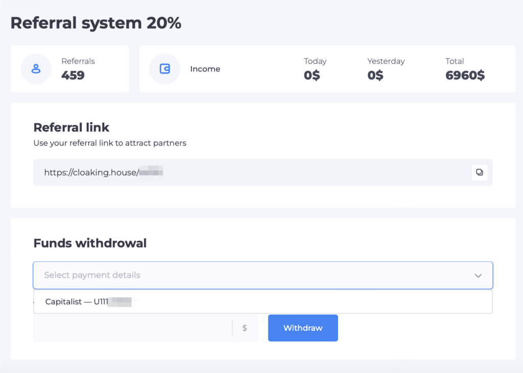 referral program's page