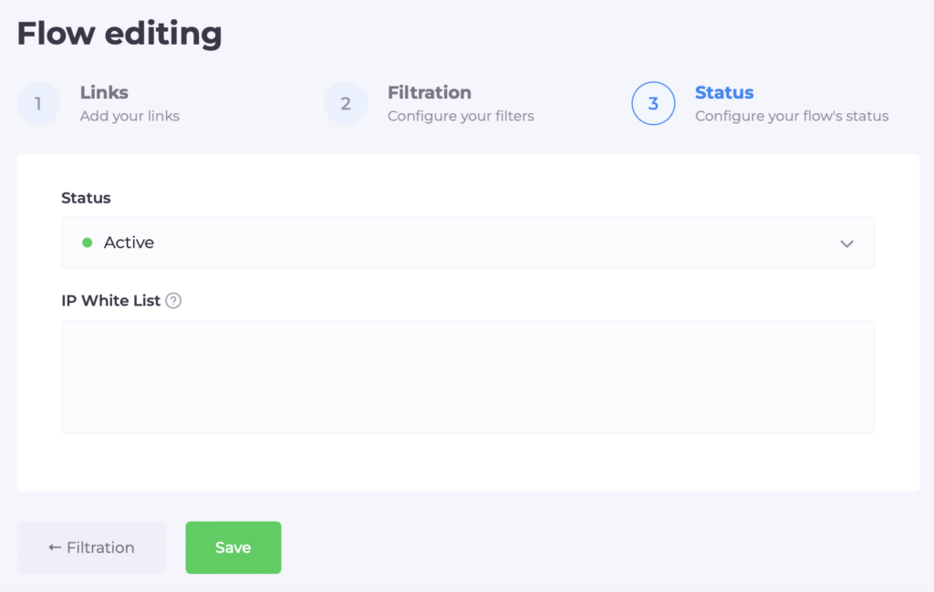 flow editing page (with the status tab)