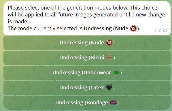 undressing modes in unclothy