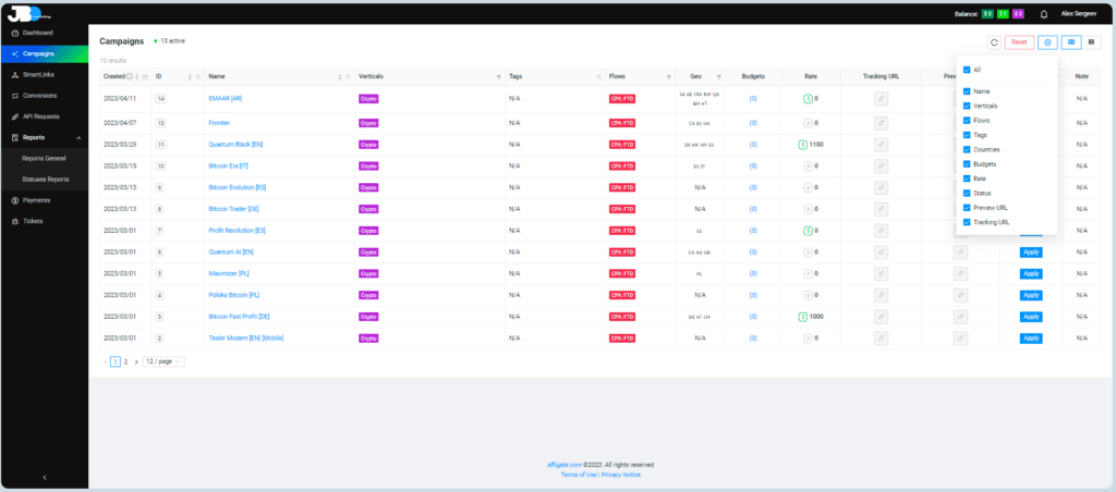AffDays campaigns and results