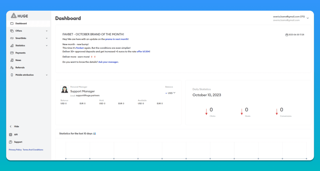 AffDays dashboard screenshot