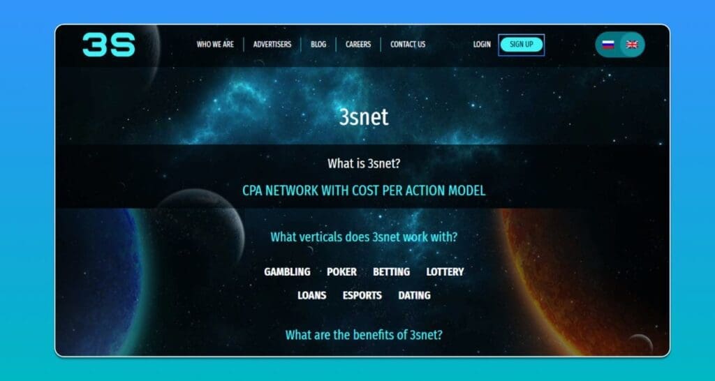 3snet homepage screenshot
