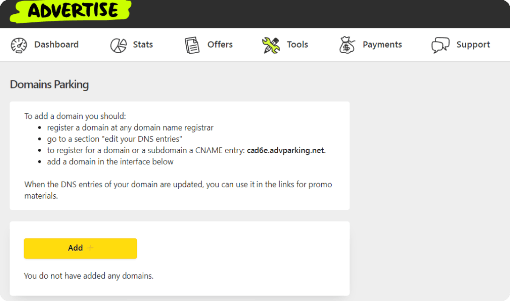'domain parking' tool