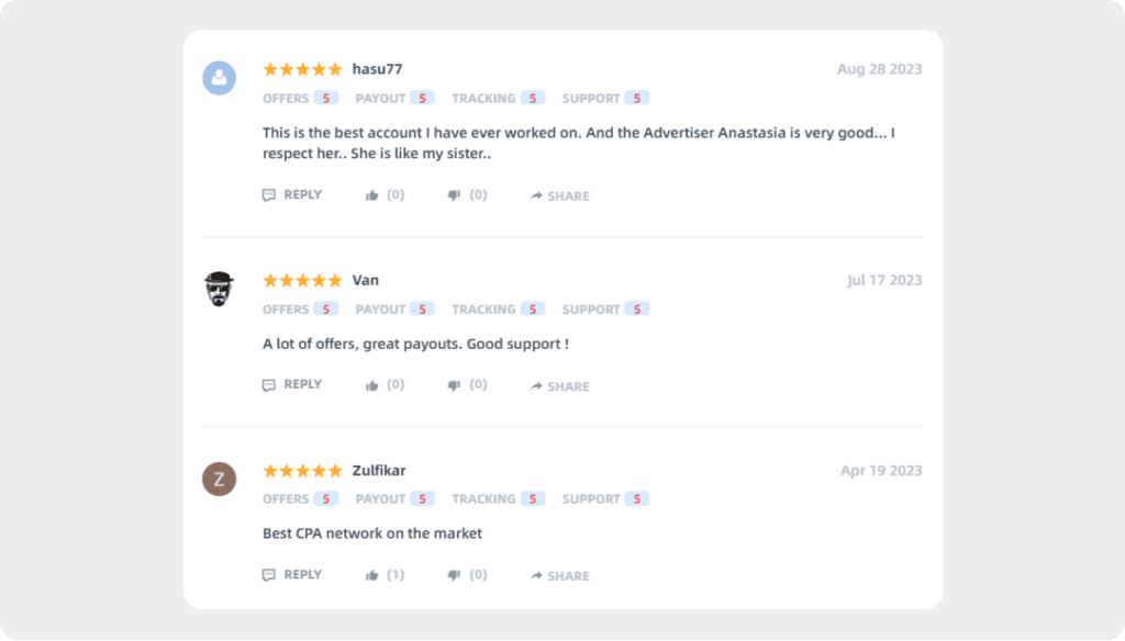 reviews by affiliates