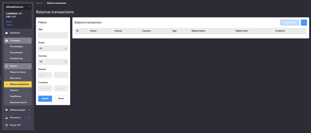 balance transactions