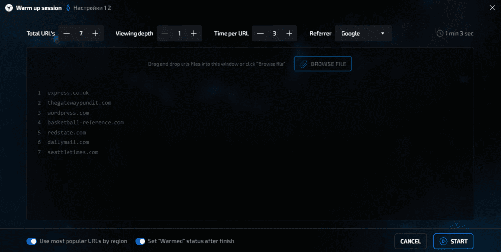 AffDays cookie warming-up function