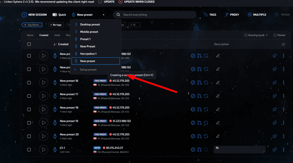 AffDays Quick Preset Creation Feature