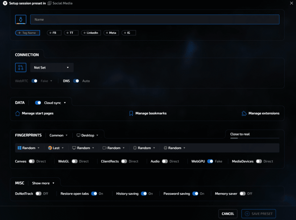 AffDays setup session preset