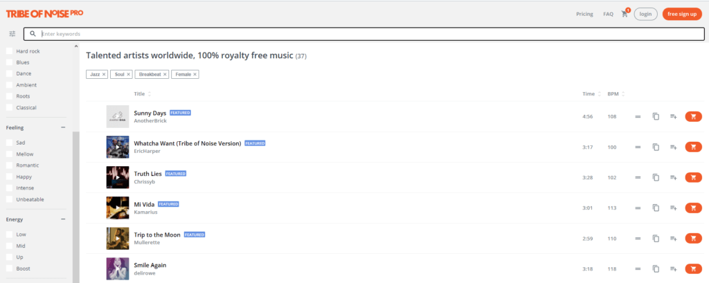 La lista de canciones libres de derechos para YouTube