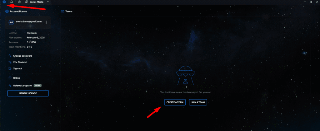 AffDays creating a team