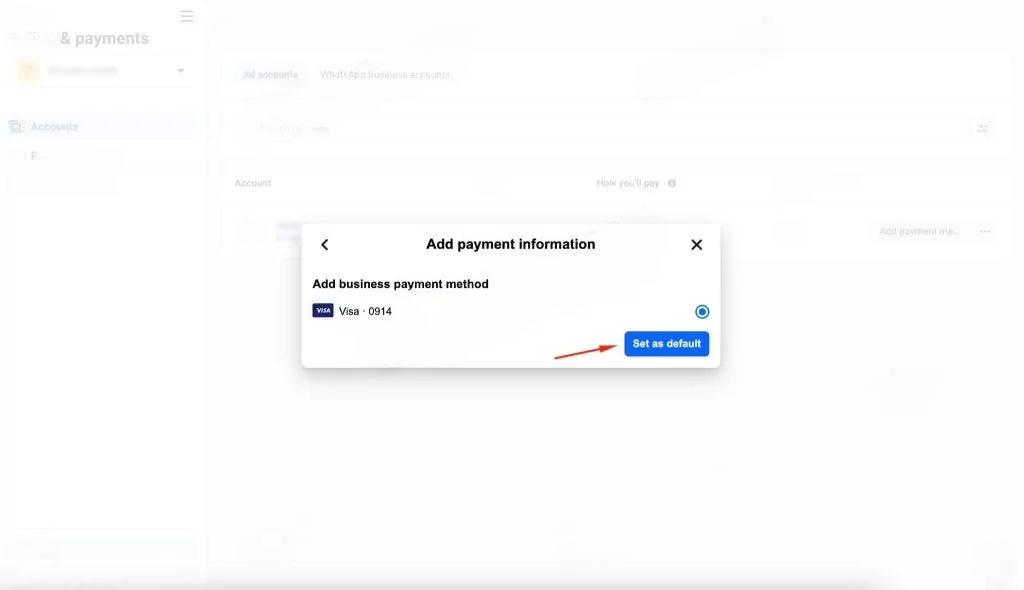 11 Ways to Link a Payment Card to Facebook Ads 2024'add payment information' window