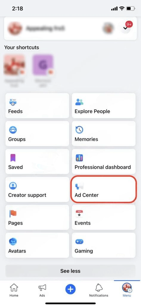 11 Ways to Link a Payment Card to Facebook Ads 2024'ad center' tab