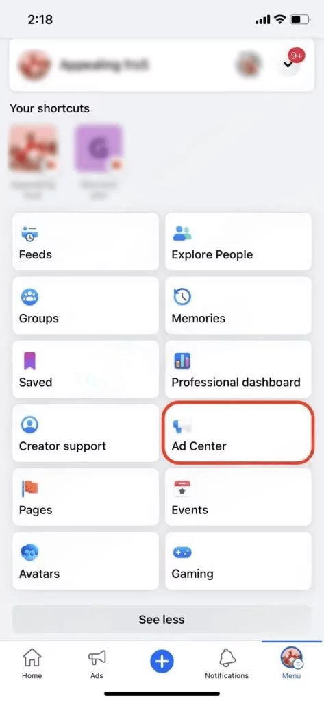 11 Ways to Link a Payment Card to Facebook Ads 2024'ad center' tab