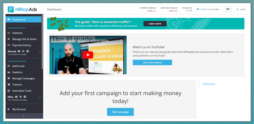 Overview of the Dashboard