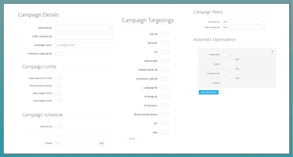 campaign creation page