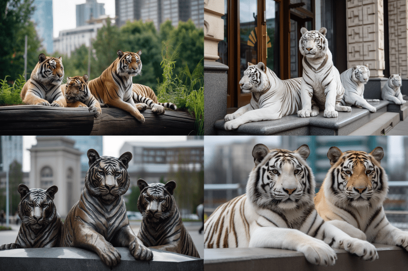 Un ejemplo de prompts para Midjourney con tigres