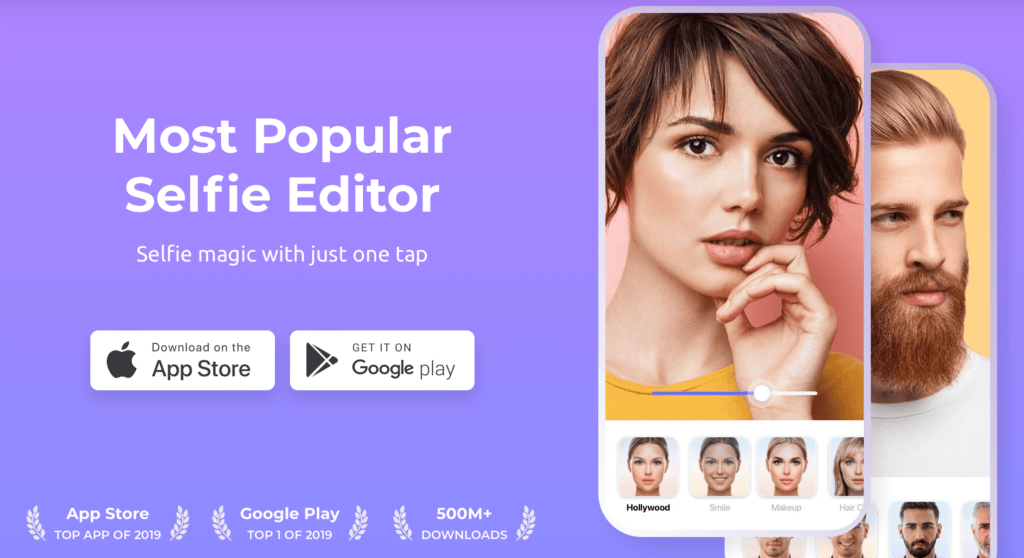 La página principal de FaceApp donde podemos descargar la aplicación.