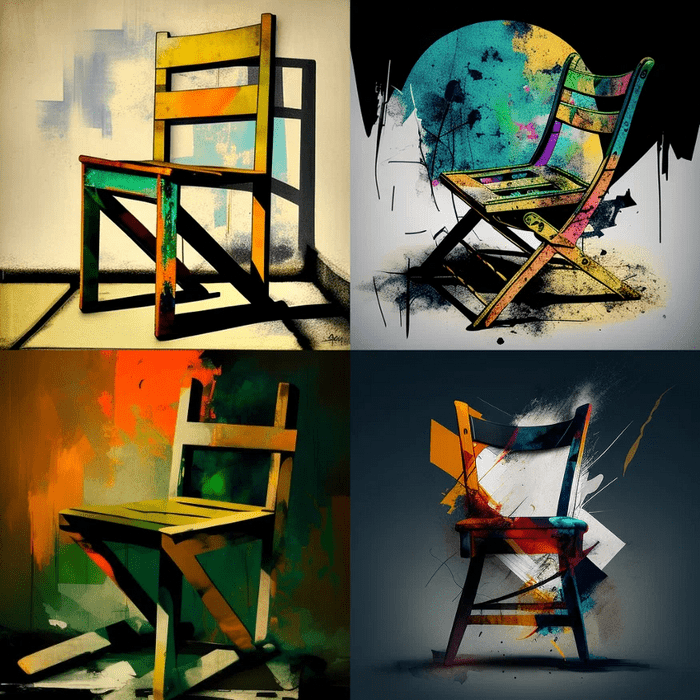 Silla abstracta que es un ejemplo de como se puede usar prompts para Midjourney