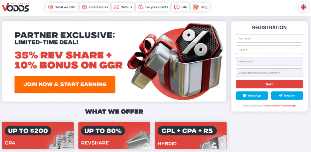 AffDays vodds affiliates homepage screenshot