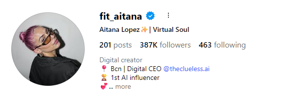fit aitana ai generated model on instagram