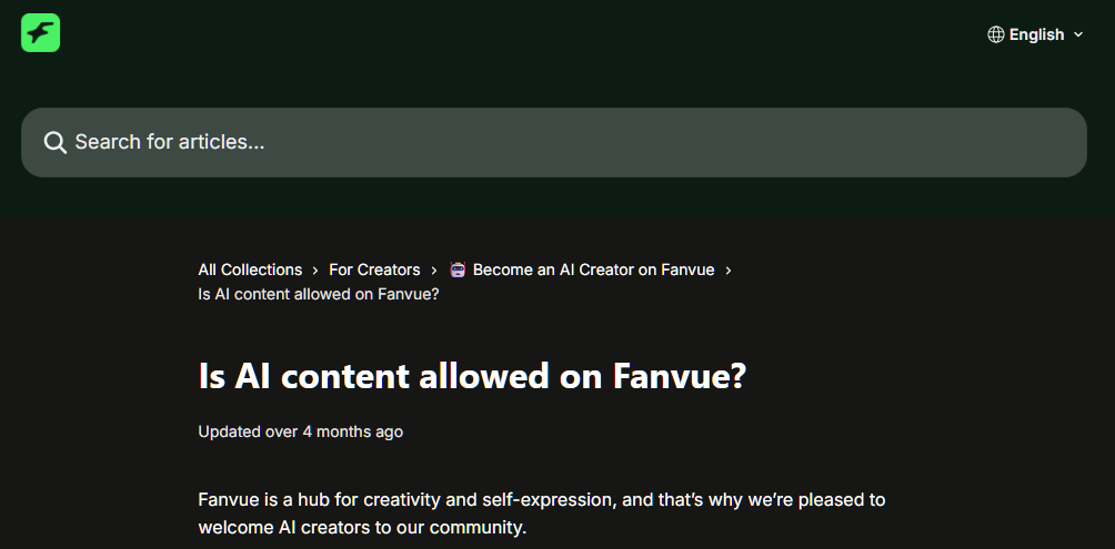 An excerpt from the FAQ section on Fanvue
