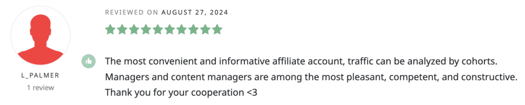 a review from an affiliate