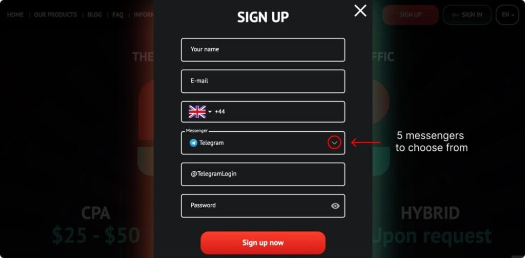 sign up process in pin-up partners