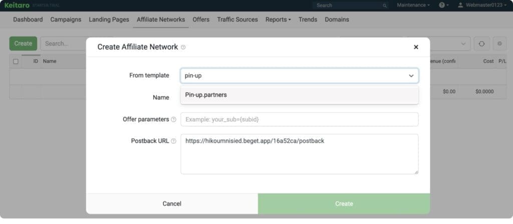 postback creation process