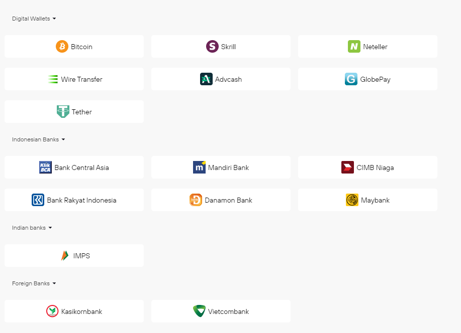 available withdrawal options