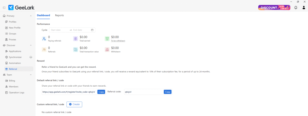 AffDays the referral tab