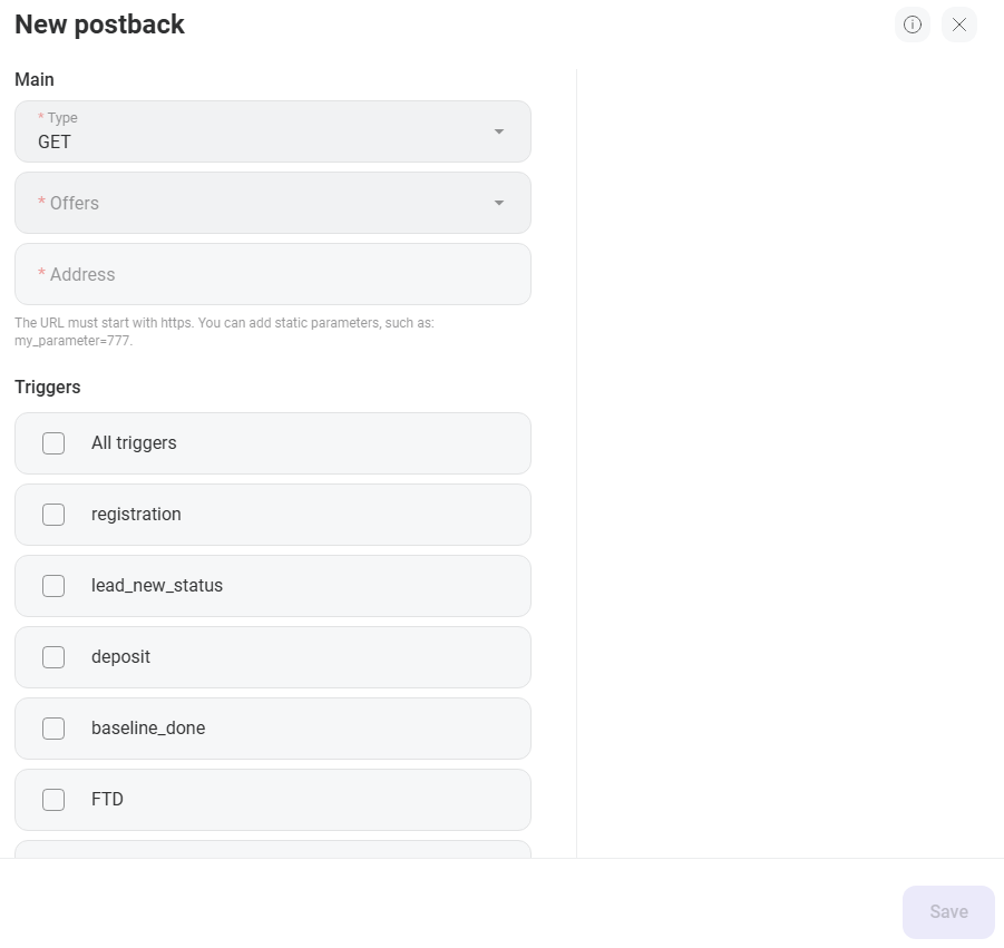 new postback setup process