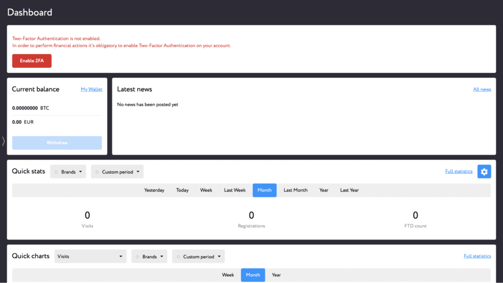 dashboard's homepage