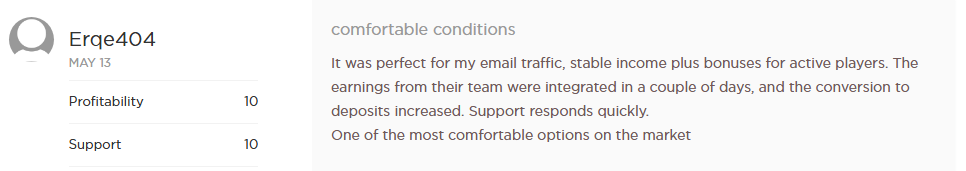 a review by an affiliate