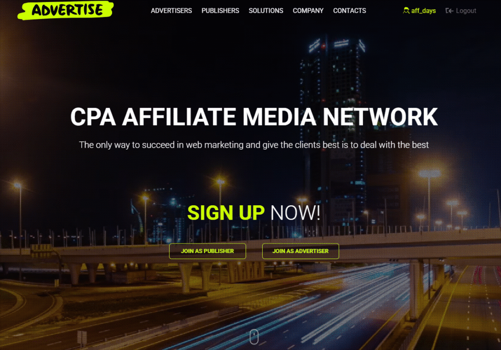 AffDays advertise net homepage