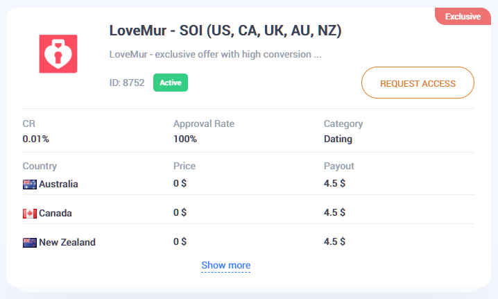 AffDays example of an offer