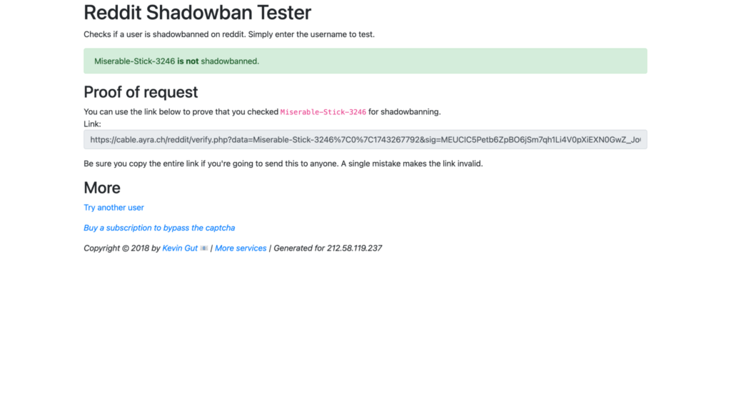 shadowban testing website