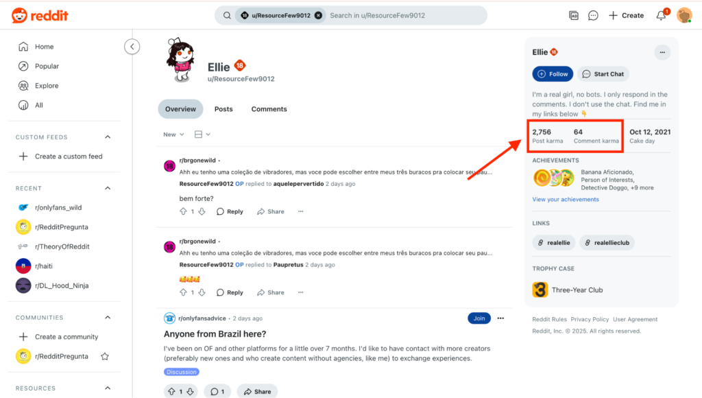 a screenshot from Reddit