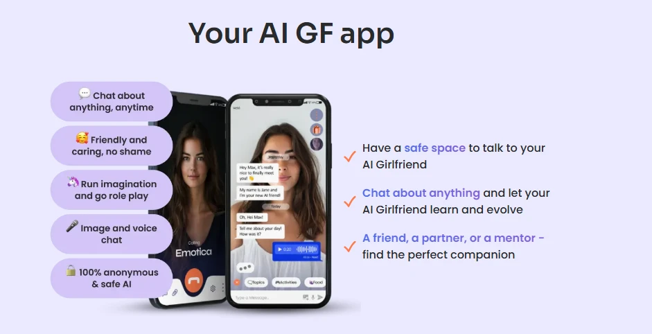 example of a mobile app for AI dating