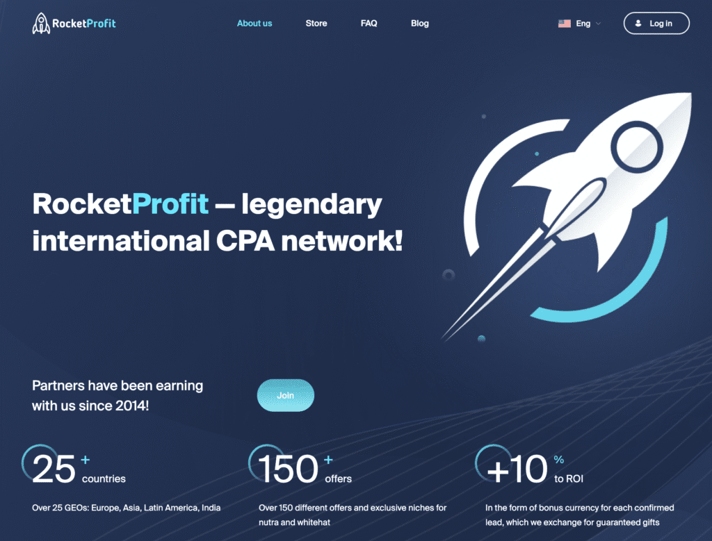 rocketprofit e-commerce affiliate network homepage