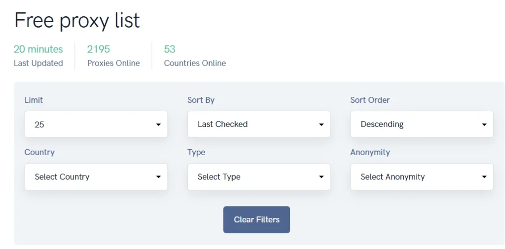 a service that provides free proxy list