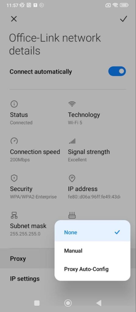 setting up proxies manually via wi-fi