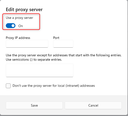 edit proxy server on windows