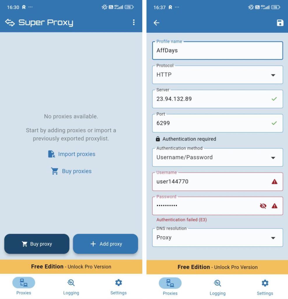setting up proxy servers on android