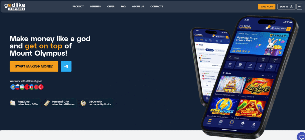 homepage screenshot of Godlike Partners