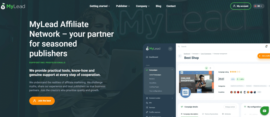 MyLead's homepage