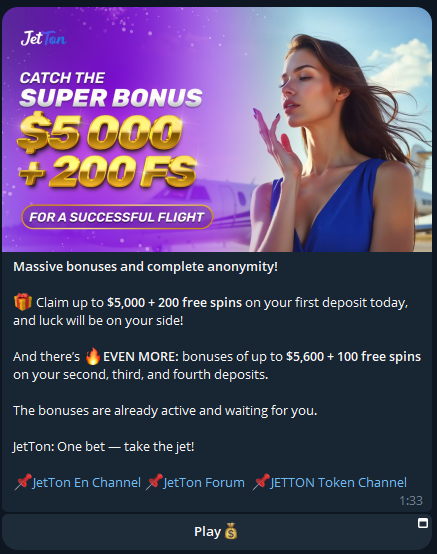 a notification from Jetton in Telegram