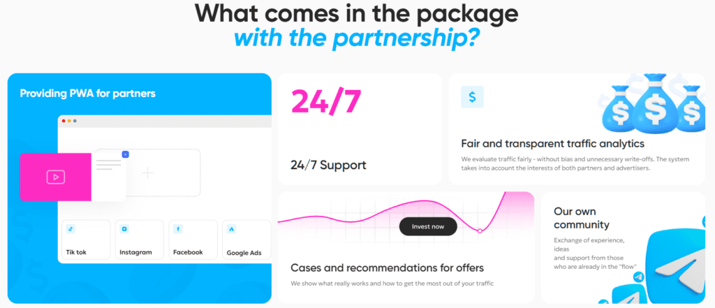 Example of an affiliate program stating their advantages.