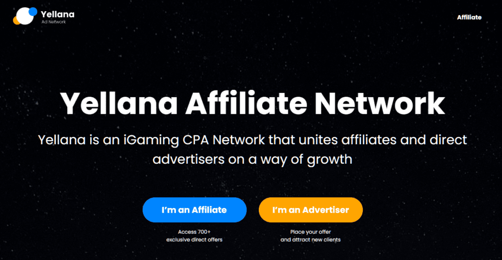 yellana affiliate network homepage