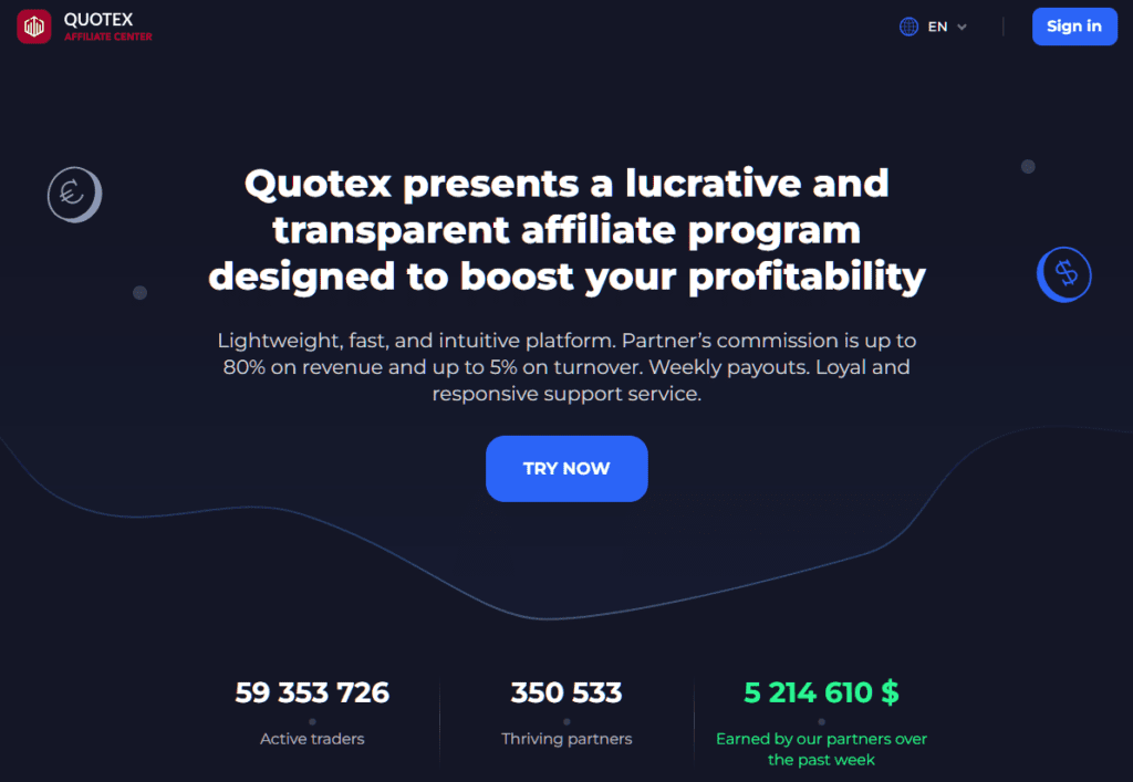 Example of a binary options affiliate program.